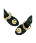 Sandalique FT10044 Gold Crystal Fur Accent Flats