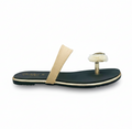 Sandalique FT10044 Gold Crystal Fur Accent Flats