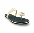 Sandalique FT10044 Gold Crystal Fur Accent Flats