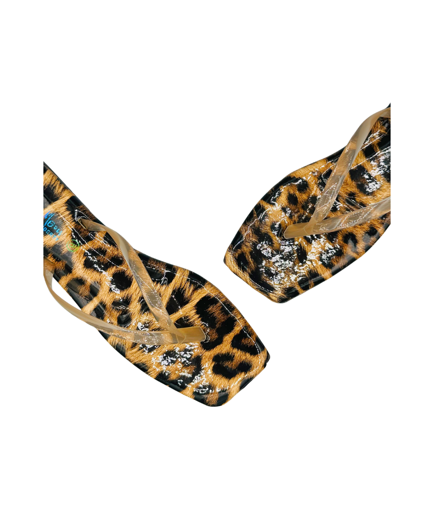Sandalique FT10045 Tiger Printed Transparent Strap Flats
