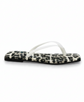 Sandalique FT10045 white Tiger Printed Transparent Strap Flats