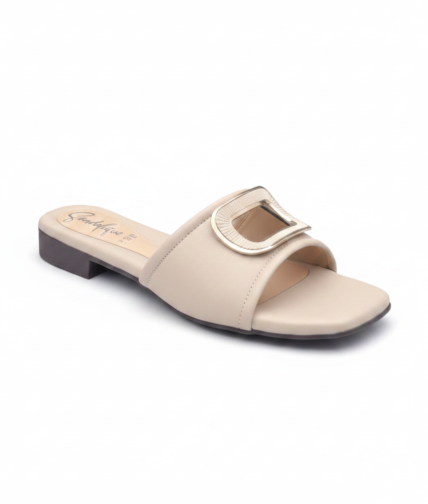 Sandalique FT10046 Black Buckle Accent Comfort Flats