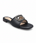 Sandalique FT10046 Black Buckle Accent Comfort Flats