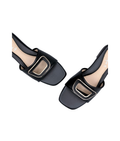 Sandalique FT10046 Black Buckle Accent Comfort Flats