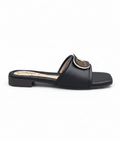 Sandalique FT10046 Black Buckle Accent Comfort Flats