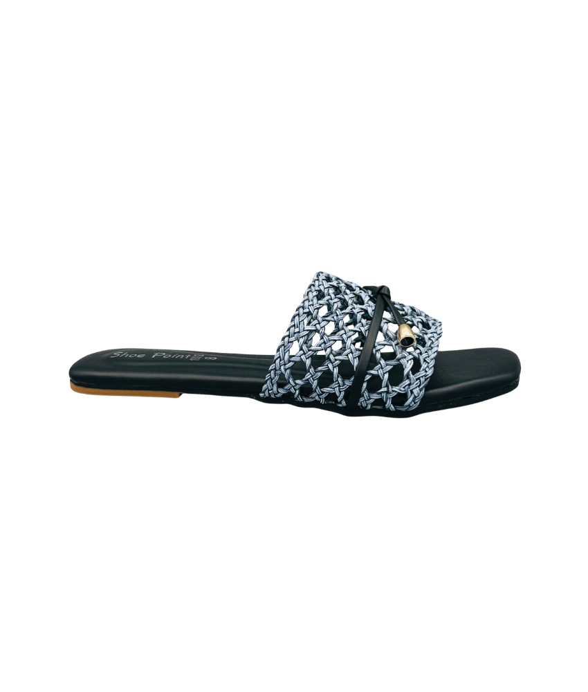 Sandalique FT10048 Black Woven Comfort Slip-On Flats