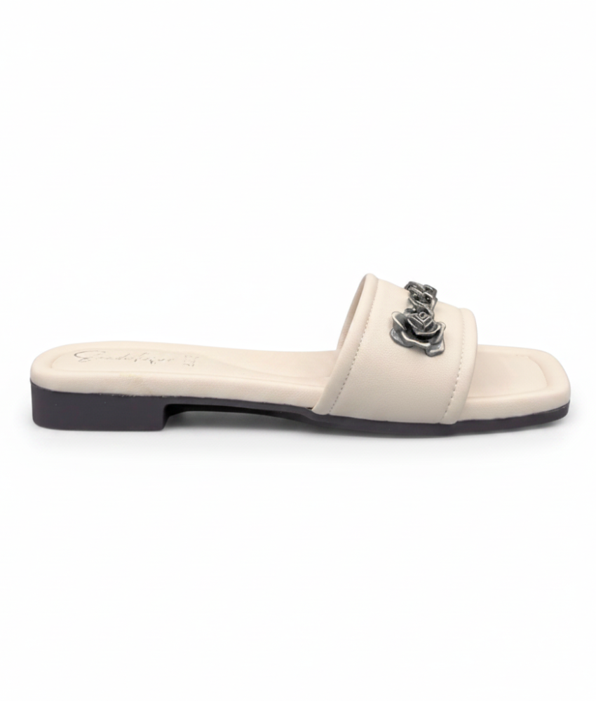 Sandalique FT10049 Beige Rose Accent Comfort Flats