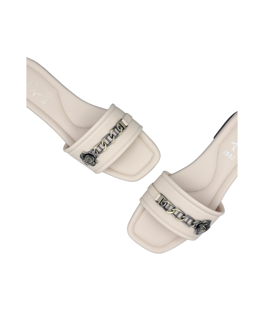 Sandalique FT10049 Beige Rose Accent Comfort Flats