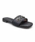 Sandalique FT10049 Black Rose Accent Comfort Flats
