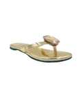 Sandalique FT10050 Gold 1 Statement Crystal Toe Ring Flats