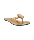 Sandalique FT10050 Rose Gold 1 Statement Crystal Toe Ring Flats