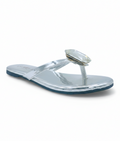 Sandalique FT10050 Silver 1 Statement Crystal Toe Ring Flats