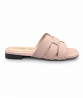 Sandalique FT10051 Pink Textured Cross Strap Flat Slippers