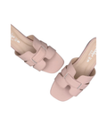 Sandalique FT10051 Pink Textured Cross Strap Flat Slippers