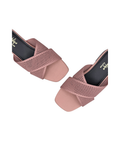 Sandalique FT10052 Pink Knitted Cross Strap Flat Slippers