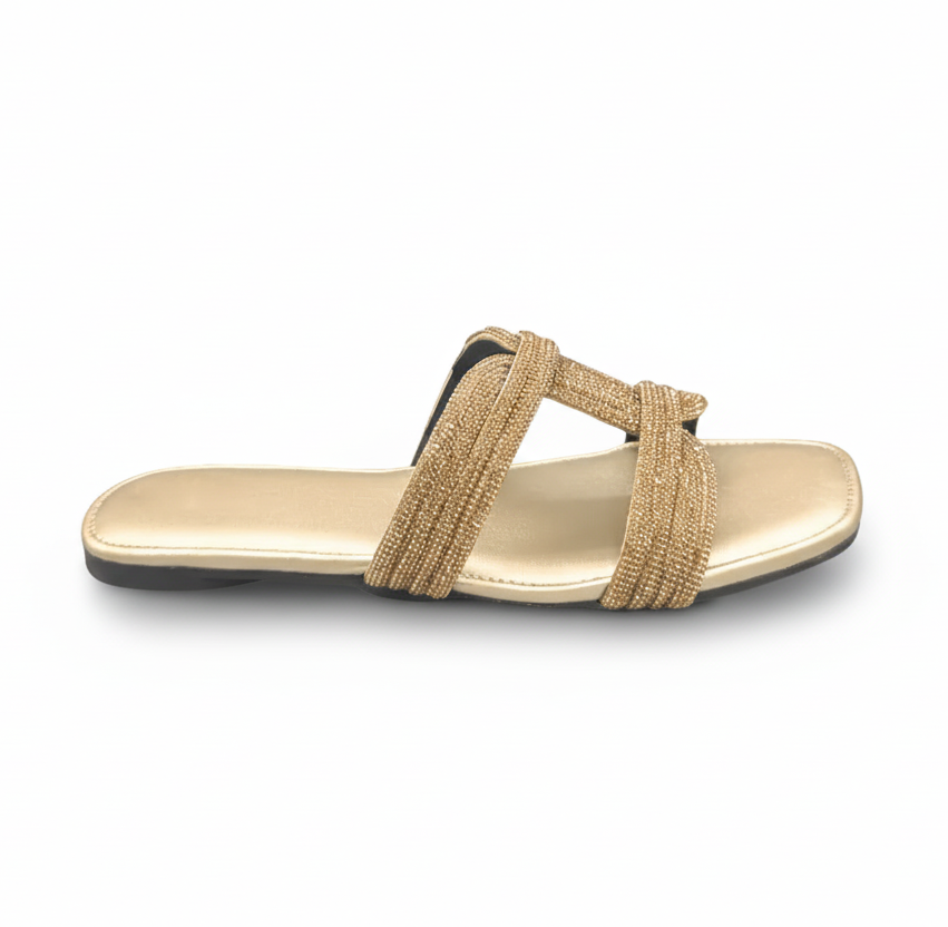Sandalique FT1006 Gold1 GleamKnot Flats