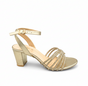 Sandalique HH10012 Gold1 Eleganza Block Heels