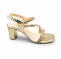 Sandalique HH10016 Gold1 LuxeStrap Block Heels