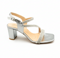 Sandalique HH10016 Silver1 LuxeStrap Block Heels