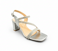 Sandalique HH10016 Silver LuxeStrap Block Heels