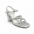 Sandalique HH10017 Silver Shimmer Blossom Party Heels
