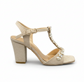 Sandalique HH10018GD2 Crystal T Buckled Strap Heels