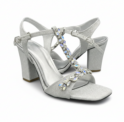 Sandalique HH10018SL1 Crystal T Buckled Strap Heels
