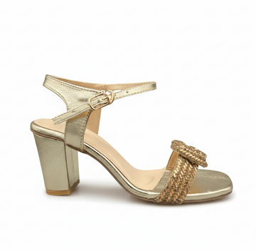 Sandalique HH10020GD2 Metallic Knot Block Heel