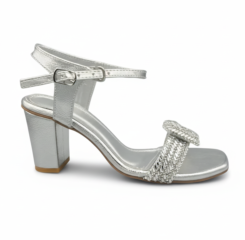 Sandalique HH10020SL2 Metallic Knot Block Heel