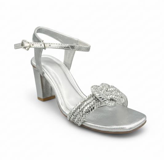 Sandalique HH10020SL Metallic Knot Block Heel