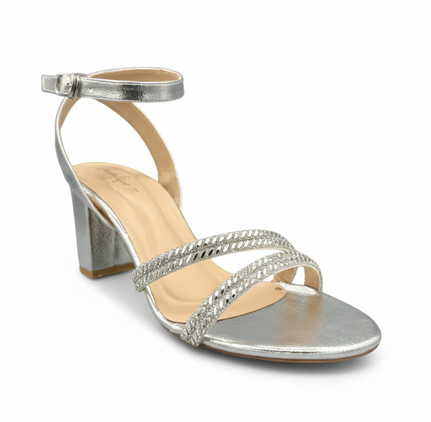 Sandalique HH10021SL Metalic Strap Block Heel Sandals
