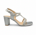 Sandalique HH10023 Silver1 Embellished Block Heel Sandals