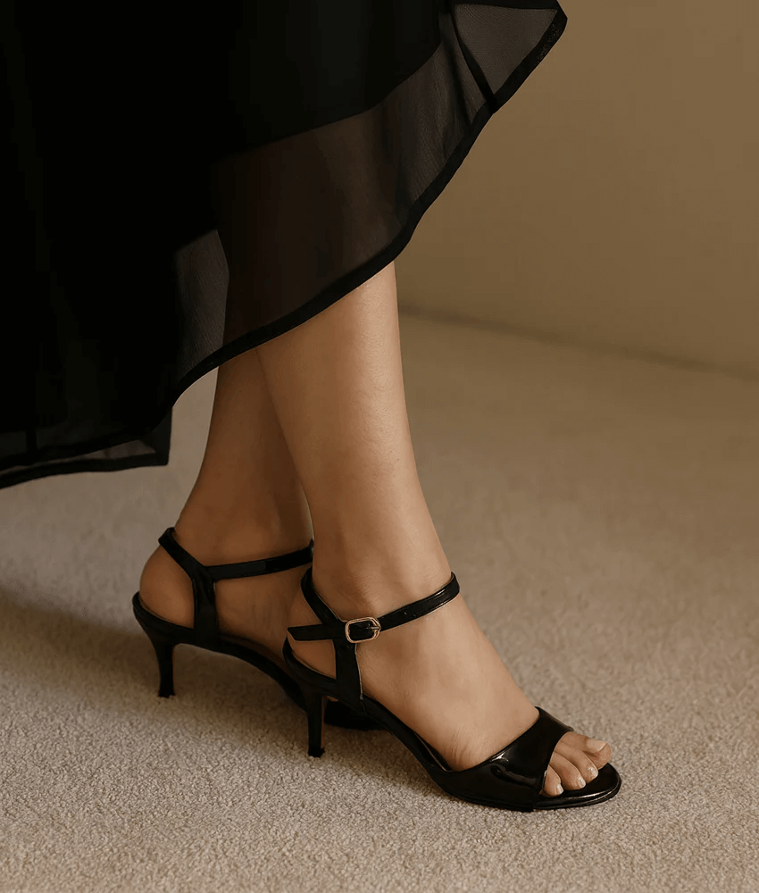 Sandalique HH10029 Black Metalic Pencil Heel
