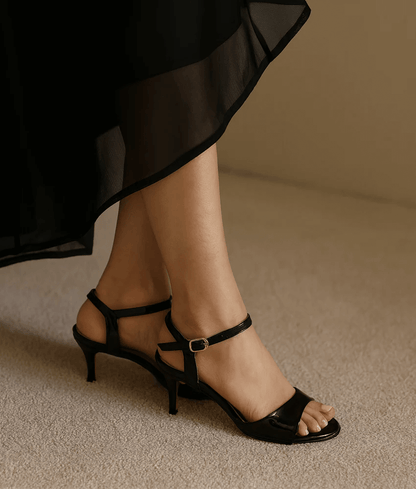 Sandalique HH10029 Black Metalic Pencil Heel