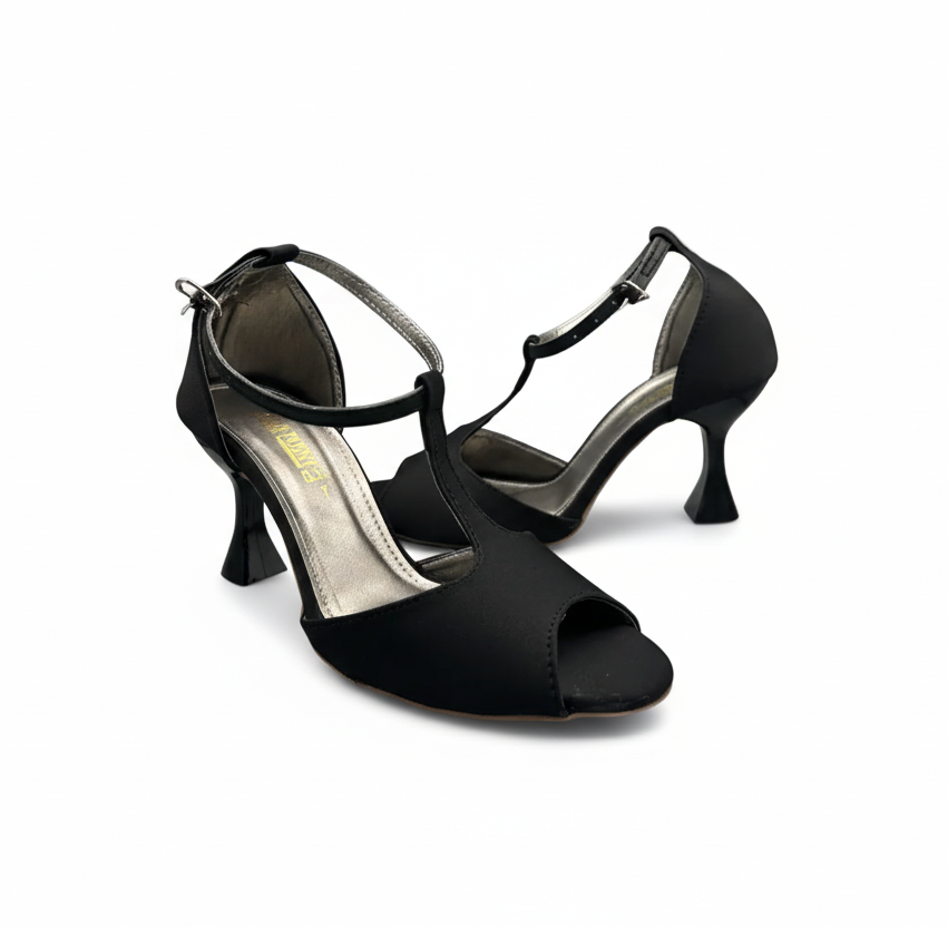 Sandalique HH1002 Black1 Radiant Charm T-Strap Heels