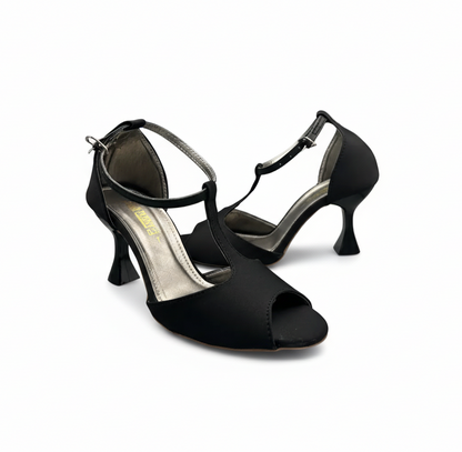 Sandalique HH1002 Black1 Radiant Charm T-Strap Heels