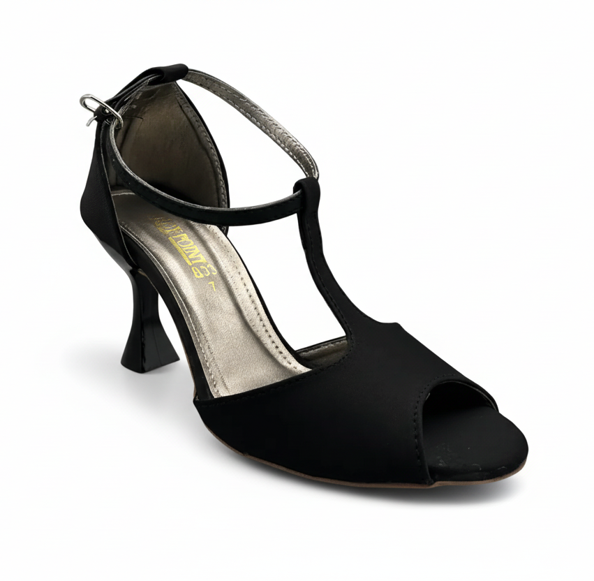 Sandalique HH1002 Black Radiant Charm T-Strap Heels