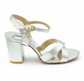 Sandalique HH10033 Silver2 Cross Block Heel Sandal