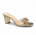 Sandalique HH1003 - Gold1 Gleam Bow Charm Block Heels