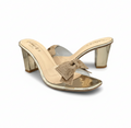 Sandalique HH1003 - Gold2 Gleam Bow Charm Block Heels