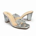 Sandalique HH1003 - Silver1 Gleam Bow Charm Block Heels