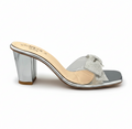 Sandalique HH1003 - Silver2 Gleam Bow Charm Block Heels