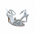 Sandalique HH10042 Silver Crystal Embellished Ankle Strap Heels