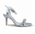 Sandalique HH10042 Silver Crystal Embellished Ankle Strap Heels