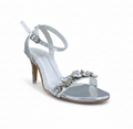 Sandalique HH10042 Silver Crystal Embellished Ankle Strap Heels