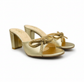 Sandalique HH10043 Gold Bow Detail Block Heel