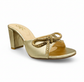 Sandalique HH10043 Gold Bow Detail Block Heel