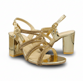Sandalique HH10044 Gold Crystal Strap Block Heels