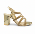 Sandalique HH10044 Gold Crystal Strap Block Heels