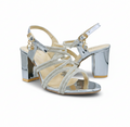 Sandalique HH10044 Silver Crystal Strap Block Heels